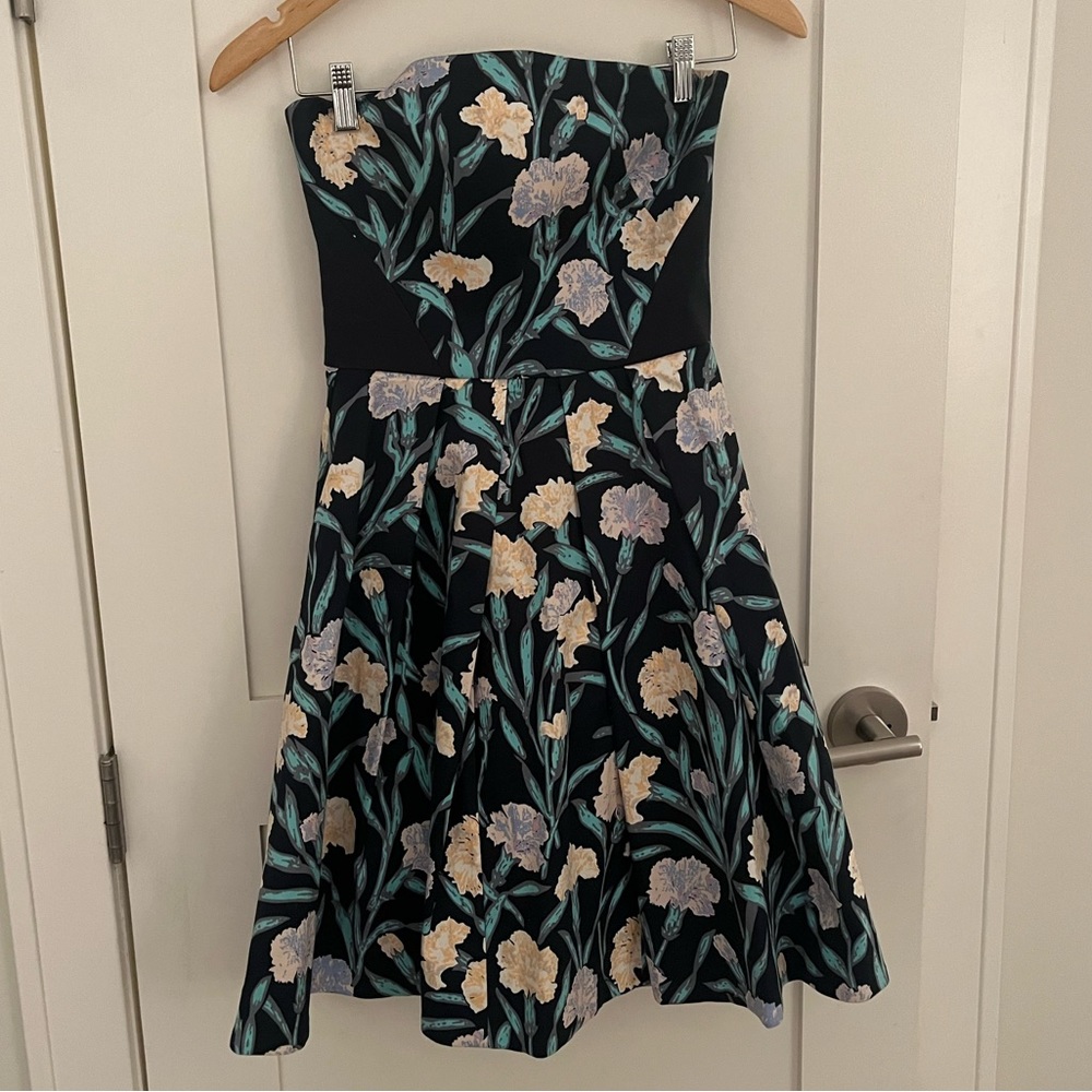 French Connection Strapless Navy Floral Cocktail Dress